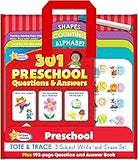 Active Minds - Preschool Tote & Trace 3 Subject Write-and-Erase Wipe Clean Set and 192 Page Question and Answer Workbook