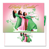 THREE LADIES PINK AND GREEN