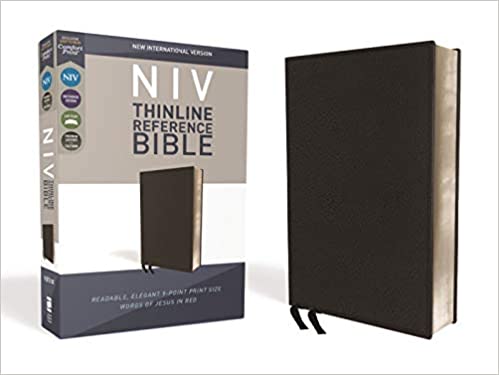 NIV, Thinline Bible, Bonded Leather, Black, Red Letter Edition (Special)