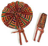 African Kente #1 Leather Folding Fan